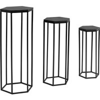 FineBuy Beistelltisch 3er Set Massivholz / Metall Satztisch Sechseckig, Säulentisch Pflanzentisch 3-teilig, Blumenständer Blumentisch Wohnzimmer, Pflanzenhocker Blumenhocker | Farbe: Schwarz FineBuy Beistelltisch 3er Set Massivholz / Metall Satztisch Sechseckig, Säulentisch Pflanzentisch 3-teilig, Blumenständer Blumentisch Wohnzimmer, Pflanzenhocker Blumenhocker | Farbe: Schwarz