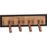 FineBuy Wandgarderobe Mango Massivholz 60cm – Garderobenpaneel massiv Holz – Wand Garderobenleiste Hakenleiste 5 Kleiderhaken & 4 Echtleder Schlaufen | Farbe: Braun FineBuy Wandgarderobe Mango Massivholz 60cm – Garderobenpaneel massiv Holz – Wand Garderobenleiste Hakenleiste 5 Kleiderhaken & 4 Echtleder Schlaufen | Farbe: Braun