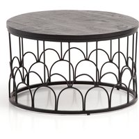FineBuy Couchtisch Mango Massivholz rund Ø 60 cm Schwarz · Wohnzimmertisch mit Metallgestell · Handgefertigter Sofatisch im Art-Deco Industrial Design | Farbe: Schwarz FineBuy Couchtisch Mango Massivholz rund Ø 60 cm Schwarz · Wohnzimmertisch mit Metallgestell · Handgefertigter Sofatisch im Art-Deco Industrial Design | Farbe: Schwarz