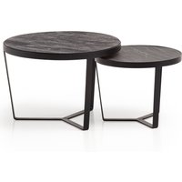 FineBuy Couchtisch 2er Set Akazie Massivholz / Steinoptik Wohnzimmertisch Rund, Satztisch mit Metallgestell, Kaffeetisch Modern, Sofatisch Verschachtelungstisch 2-teilig | Farbe: Schwarz FineBuy Couchtisch 2er Set Akazie Massivholz / Steinoptik Wohnzimmertisch Rund, Satztisch mit Metallgestell, Kaffeetisch Modern, Sofatisch Verschachtelungstisch 2-teilig | Farbe: Schwarz