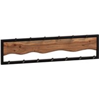 FineBuy Wandgarderobe Akazie Massivholz 80 cm – Garderobenpaneel massiv Holz – Wand Garderobenleiste Hakenleiste – 13 Metall Kleiderhaken | Farbe: Braun FineBuy Wandgarderobe Akazie Massivholz 80 cm – Garderobenpaneel massiv Holz – Wand Garderobenleiste Hakenleiste – 13 Metall Kleiderhaken | Farbe: Braun
