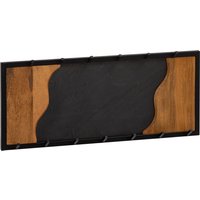 FineBuy Wandgarderobe Mango Massivholz / Steinoptik 80x36x6 cm, Hakenleiste für Jacken, Schals und Mützen, Flurgarderobe mit Wellenmuster, Garderobe Wand Holz mit Metallrahmen | Farbe: Schwarz FineBuy Wandgarderobe Mango Massivholz / Steinoptik 80x36x6 cm, Hakenleiste für Jacken, Schals und Mützen, Flurgarderobe mit Wellenmuster, Garderobe Wand Holz mit Metallrahmen | Farbe: Schwarz
