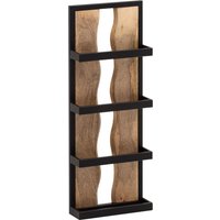 FineBuy Wandregal 30x80x10 cm Mango Massivholz / Metall Hängeregal Industrial, Design Schweberegal Rechteckig, Regal Hängend Wohnzimmer, Holzregal Wand mit 4 Ablagen & Wellenmuster | Farbe: Braun FineBuy Wandregal 30x80x10 cm Mango Massivholz / Metall Hängeregal Industrial, Design Schweberegal Rechteckig, Regal Hängend Wohnzimmer, Holzregal Wand mit 4 Ablagen & Wellenmuster | Farbe: Braun