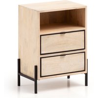 FineBuy Nachttisch aus Mango Whitewash Massivholz mit Ablage & 2 Schubladen – Nachtkonsole im Industrial Natur Design für Boxspringbetten, Nachtschrank mit Stauraum – Nachtkästchen 43x60x30 cm | Farbe: Braun FineBuy Nachttisch aus Mango Whitewash Massivholz mit Ablage & 2 Schubladen – Nachtkonsole im Industrial Natur Design für Boxspringbetten, Nachtschrank mit Stauraum – Nachtkästchen 43x60x30 cm | Farbe: Braun