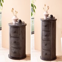 FineBuy Design Sideboard Mango Massivholz Schwarz, Schränkchen mit Schubladen, Schmaler Beistellschrank Massiv, Mini Kommode Rund | Farbe: Schwarz FineBuy Design Sideboard Mango Massivholz Schwarz, Schränkchen mit Schubladen, Schmaler Beistellschrank Massiv, Mini Kommode Rund | Farbe: Schwarz