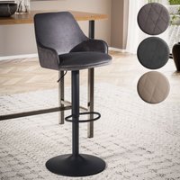 FineBuy Barhocker Samt Hocker mit Lehne 86 – 106 cm, Küchenhocker Höhenverstellbar Modern 100 kg, Barstuhl Tresenhocker mit Metall-Trompetenfuß, Bistrohocker Gepolstert mit Armlehne | Farbe: Schwarz FineBuy Barhocker Samt Hocker mit Lehne 86 – 106 cm, Küchenhocker Höhenverstellbar Modern 100 kg, Barstuhl Tresenhocker mit Metall-Trompetenfuß, Bistrohocker Gepolstert mit Armlehne | Farbe: Schwarz
