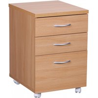 Wohnling Rollcontainer Buche 40 x 60 cm mit 3 Schubladen und Rollen
