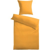 Kinzler Baumwoll-Satin Bettwäsche Uni 80 x 80 + 155 x 220 cm, Farbe gelb