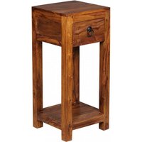 Wohnling Sheesham Massivholz Beistelltisch Telefontisch 30 x 30 x 65 cm mit Schublade