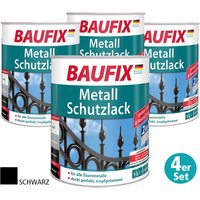Baufix Metall-Schutzlack, Schwarz, 4er-Set