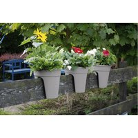 KHW KHW Geländerblumentopf Flowerclip, 3er Set, grau