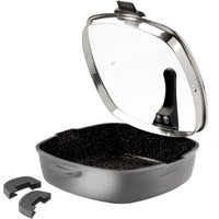 STONELINE® FUTURE Eckpfanne mit Siebglasdeckel, 2Thermogriffschützern