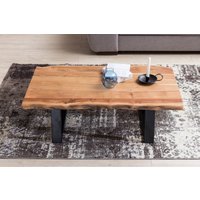Wohnling Couchtisch aus Massivholz Akazie | Baumstamm Wohnzimmertisch 115 x 40 x 60 cm