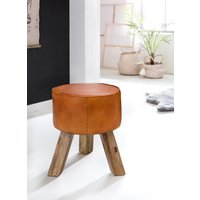 Wohnling Design Turnbock Sitzhocker Echtleder Braun