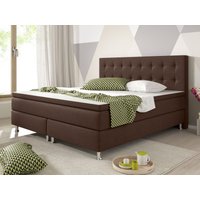 IHG Boxspringbett Köln 180x200 Webstoff Braun