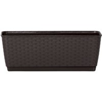 POWERTEC GARDEN Pflanzkasten Komplettset in Rattanoptik, ca. 38,6 x 15,4 x 14,2 cm - Dunkelbraun