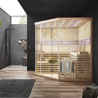 Home Deluxe Traditionelle Sauna SKYLINE XL BIG Kunststeinwand - 200 x 200 cm