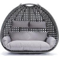 Home Deluxe Polyrattan Hängesessel TWIN grau - Korb + Kissen