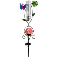 I-GLOW LED Solar Stecker mit Regenmesser, Schmetterling