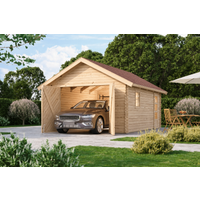 Karibu Blockhausgarage 38 mm mit Tor inkl. Schindeln