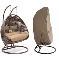 Home Deluxe Polyrattan Hängesessel TWIN Braun inkl. Regenabdeckung