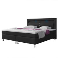 IHG Boxspringbett MILANO ca.180x200 cm - Schwarz mit Topper-Optik