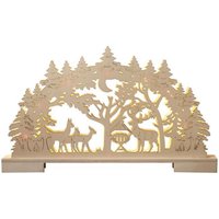 I-GLOW LED-Schwibbogen aus Holz - Wald mit Futterkrippe