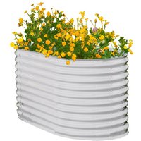 POWERTEC GARDEN Oval Hochbeet L aus Stahl, ca. 160 x 80 x 81 cm - Silber