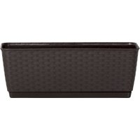 Protanic Pflanzkasten-Komplettset in Rattanoptik. ca. 49 x 17 x 17 cm - Dunkelbraun