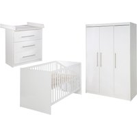 Roba Zimmerset 'Maren', inkl. Kombi-Bett 70 x 140 cm, Wickelkommode schmal & Schrank 3-türig, Weiß