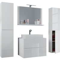 VCM Badblock Lendas XL 80cm Unterschrank + Spiegel + 2 Seitenschränke Weiß