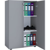 VCM Büroschrank Lona 3-Fach mit Drehtüren grau