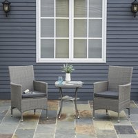 Outsunny 3-tlg. Balkonmöbel Set Sitzgruppe Rattan Gartenset Polyrattan Grau
