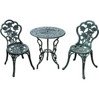 Outsunny Bistroset Gartenset 3-tlg. Balkonmöbel Set Gussaluminium Antik Grün