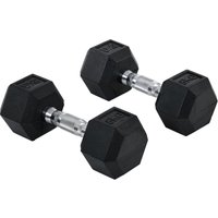 HOMCOM 2er-Set Gummi-Hantel Fitness Hantel Kurzhantel für Trainingsraum schwarz 8 KG