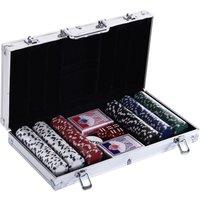 HOMCOM Pokerkoffer Pokerset Poker Set Jetons Koffer 38x20,5x6,5 cm