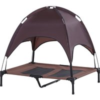 PawHut Haustierbett mit Baldachin Erhöhtes Hundebett Hundeliege outdoor Kaffee