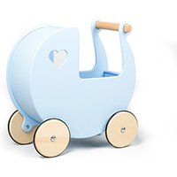 MOOVER Toys Dänischer Designer Holz-Puppenwagen (hellblau) / dolls pram light blue