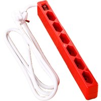 POWERTEC COLOR Powertec 6-fach Euro-Steckdose - Rot