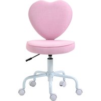 HOMCOM Stuhl Chefsessel Drehstuhl Computerstuhl Polsterung Rosa Leinenstoff 40 x 50 x 79-89 cm