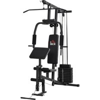HOMCOM Gym Kraftstation Fitnessstation Multigym inkl. Gewichten Metall Schwarz
