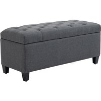 HOMCOM Sitzbank Polsterbank mit Stauraum leinenartiges Polyester Gummiholz Dunkelgrau 100 x 40 x 44 cm