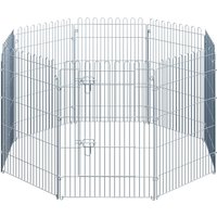 PawHut Freilaufgehege Welpenauslauf Welpenzaun Laufstall Welpengitter für Tiere 8-teilig B63 x H91 cm