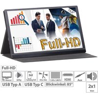 auvisio EZM-210 (ZX-5067-675) Tragbarer Mobiler Full-HD-IPS-Monitor, 39,6 cm 15.6" Mirrorlink & AirPlay