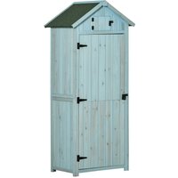 Outsunny Gartenschrank Gartenhaus Holz Hellblau+Grün 77 x 54,2 x 179 cm