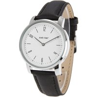Zeit-Bar Funk-Armbanduhr Damen, Metall-Gehäuse, Leder-Uhrband