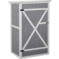 Outsunny Gartenhaus Gerätehaus für Garten Tanne Schwarz+Grau+Weiß 75 x 56 x115 cm