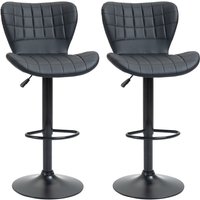 HOMCOM Barhocker 2er-Set mit Rückenlehne für Küche Esszimmer Kunstleder Schwarz 47 x 56 x 89-109 cm