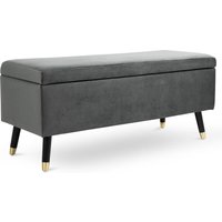 HOMCOM Sitzbank, Polsterbank mit Stauraum, Metall, Schaumstoff, Kautschukholz, Kohlegrau, 110 x 43 x 45 cm
