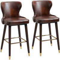 HOMCOM 2er-Set Barhocker Barstuhl Bistrohocker Esszimmerstuhl mit Fußstütze PU